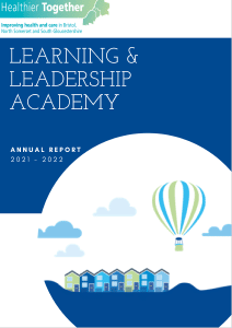 Image of the Learning and Leadership Academy Annual Report 2021-2022 with a link to the library page for the report.